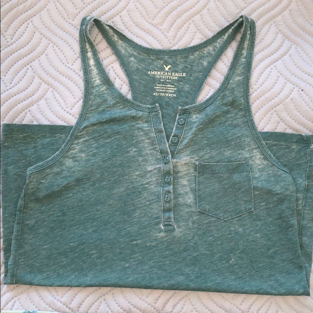 Washed out green Henley tank from AEO